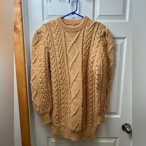 hand knit cable knit Sweater dress/Tunic approximately a large see measurements